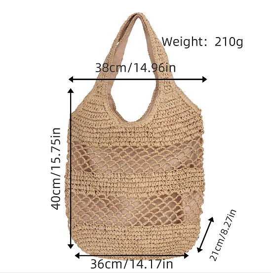 Handtasche aus gewebtem Naturmaterial mit Quastendetails Skanto