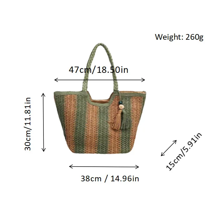 Strandtasche mit fröhlichen Streifen und Quastendetails Skanto