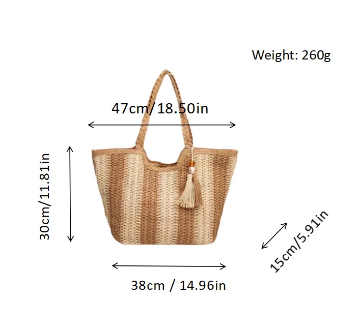 Strandtasche mit fröhlichen Streifen und Quastendetails Skanto