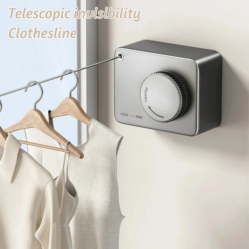 Teleskop-Wäscheleine zur Wandmontage aus Edelstahl | Skanto