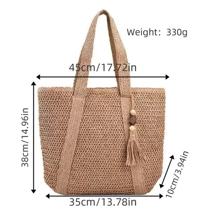 Geflochtene Strandtasche mit Fransen-Detail Skanto