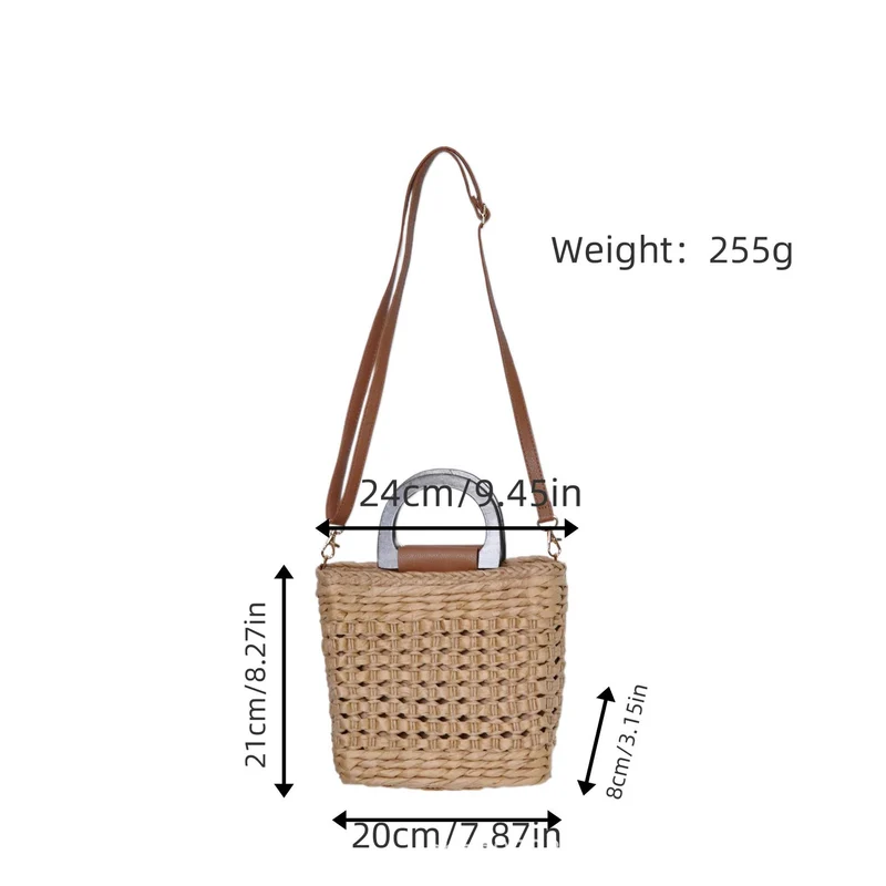 Handtasche aus gewebtem Naturmaterial mit bequemem Schultergurt Skanto