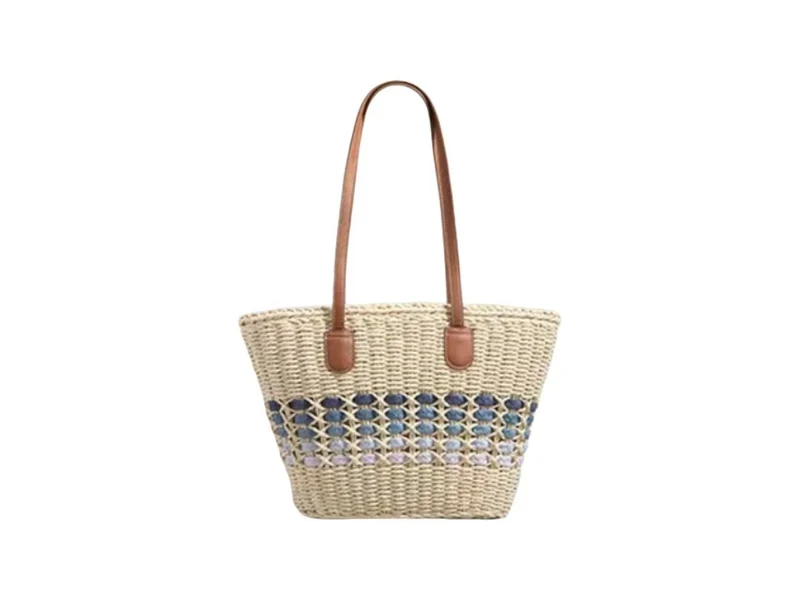 Geflochtene Handtasche mit elegantem Lederbesatz Skanto