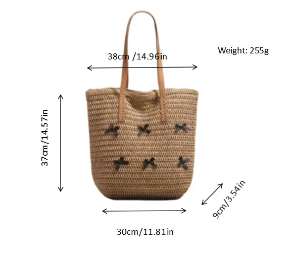 Geflochtene Strohtasche mit dekorativem Schleifendesign Skanto