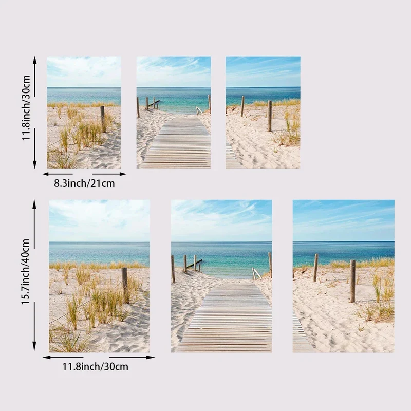 3er-Set Blaue Ozean Sandstrand Wandkunst Fine Art Leinwanddruck Inspiration Meereslandschaften Bilder der Gelassenheit für das Wohnzimmer | Skanto
