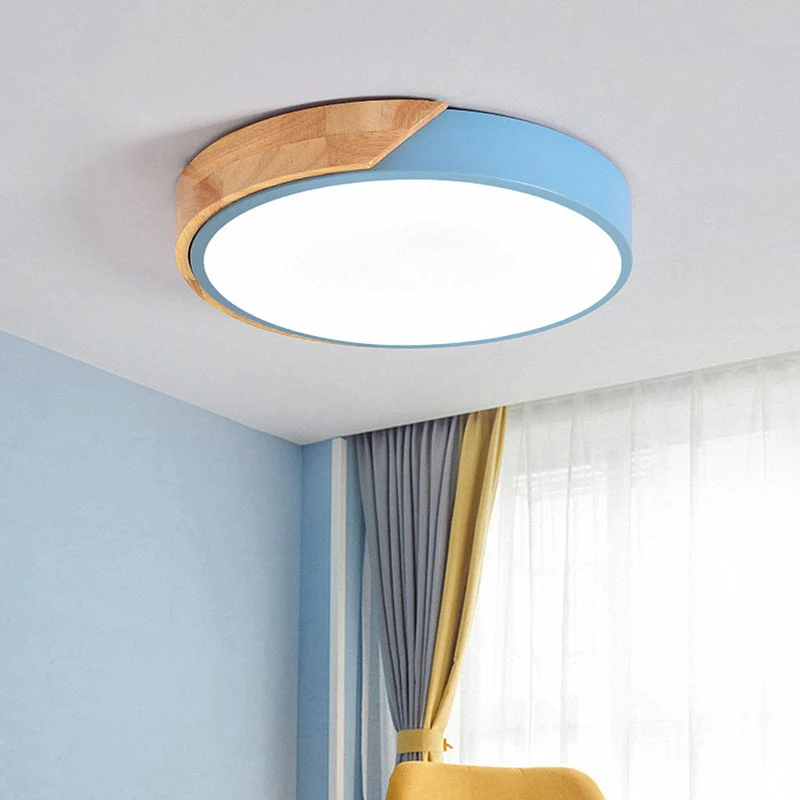 Minimalistische runde LED-Deckenleuchte mit Holzdekor – Modernes Design, dimmbar | Skanto