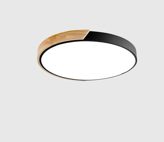 Minimalistische runde LED-Deckenleuchte mit Holzdekor – Modernes Design, dimmbar | Skanto