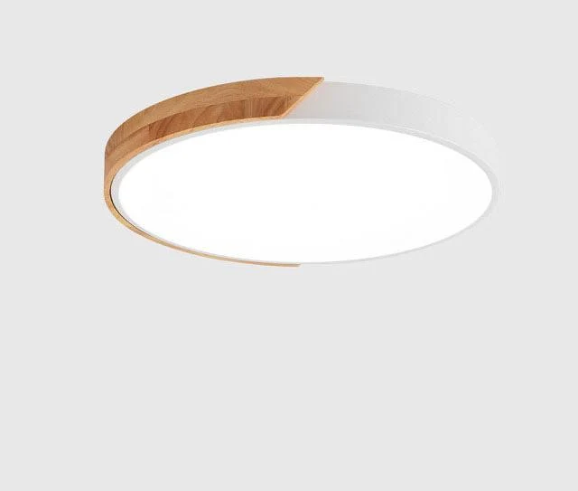 Minimalistische runde LED-Deckenleuchte mit Holzdekor – Modernes Design, dimmbar | Skanto