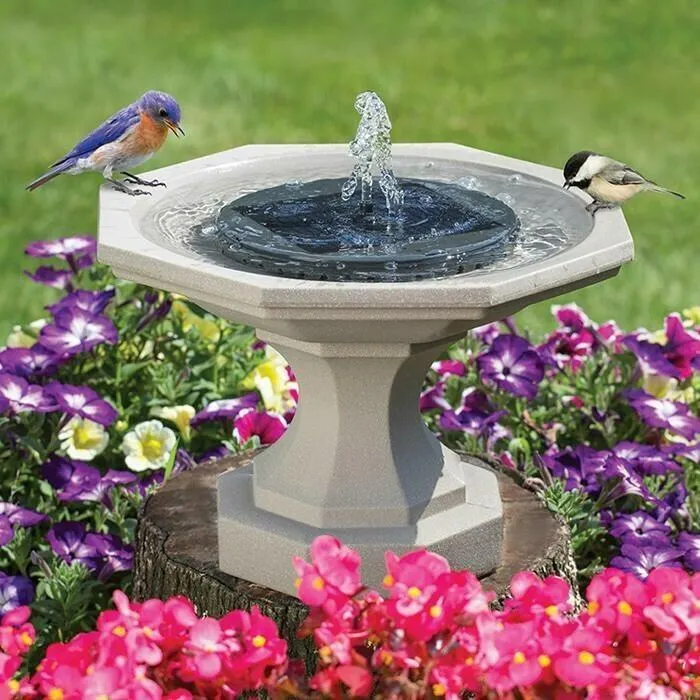 Skanto | Solarbetriebener Vogelbrunnen mit Licht