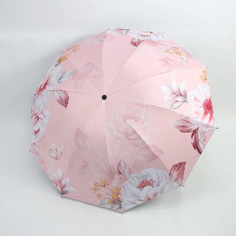 Damen Regenschirm mit Blumenmuster und UV-Schutz Skanto