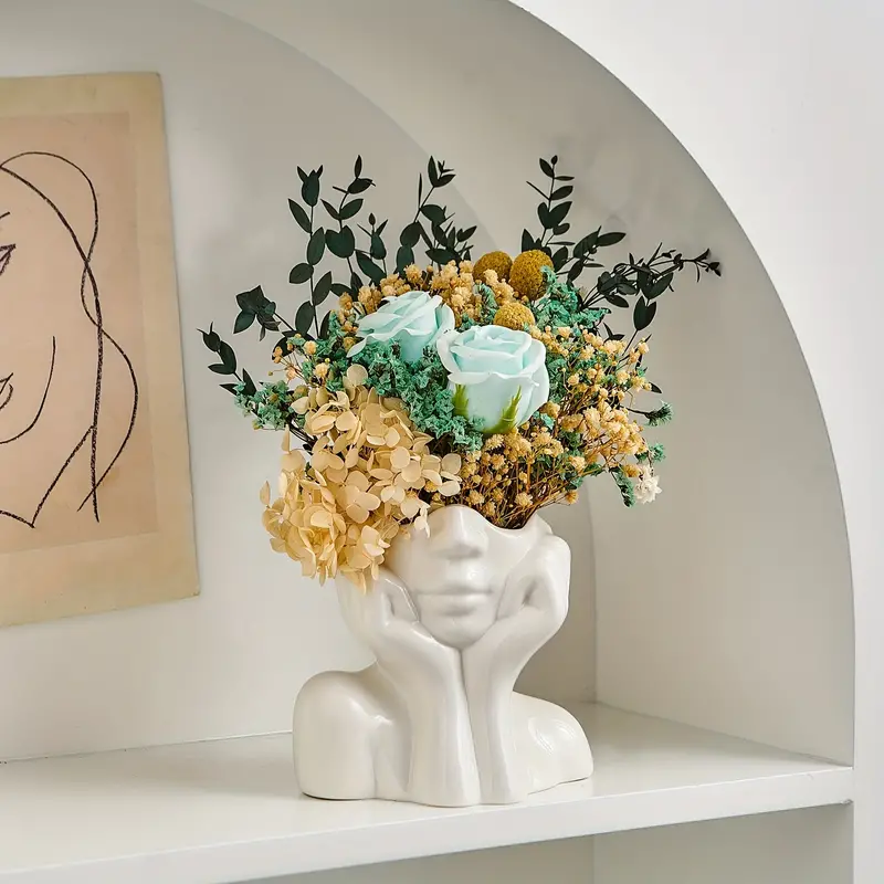 „Einzigartige und moderne Keramikvase, dekorativer Blumentopf für Wohnzimmer und Büro“ | Skanto
