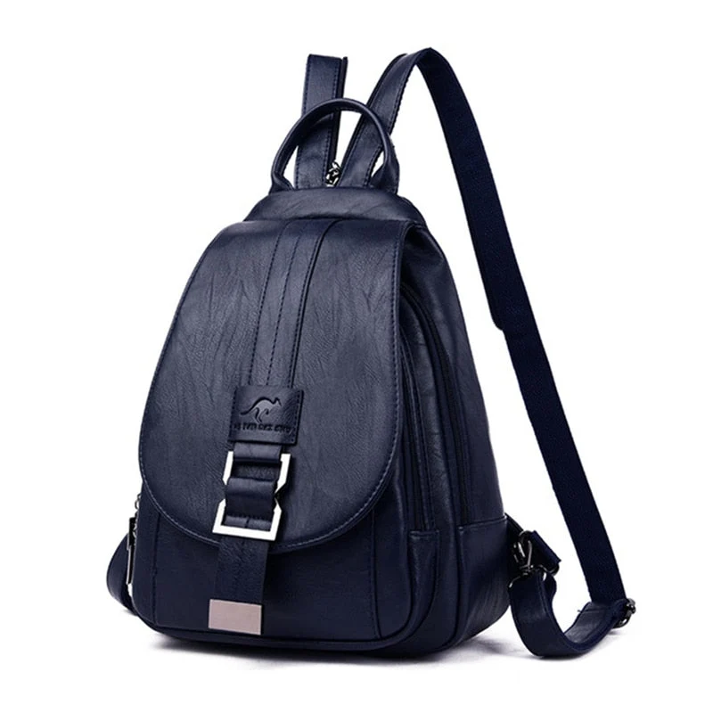 Damen-Lederrucksack mit Anti-Diebstahl-Fach und kompaktem Design | Skanto