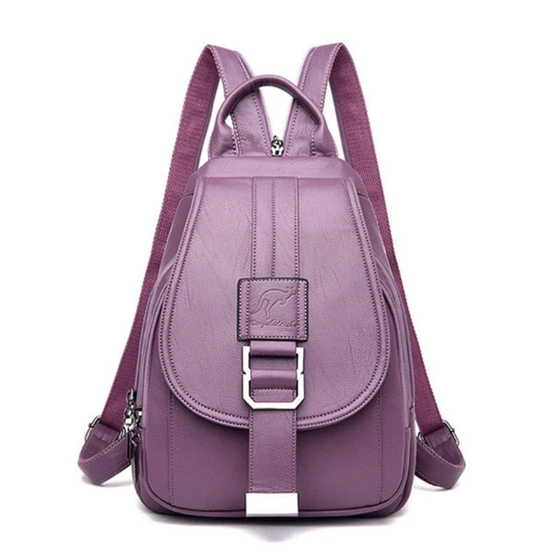 Damen-Lederrucksack mit Anti-Diebstahl-Fach und kompaktem Design | Skanto