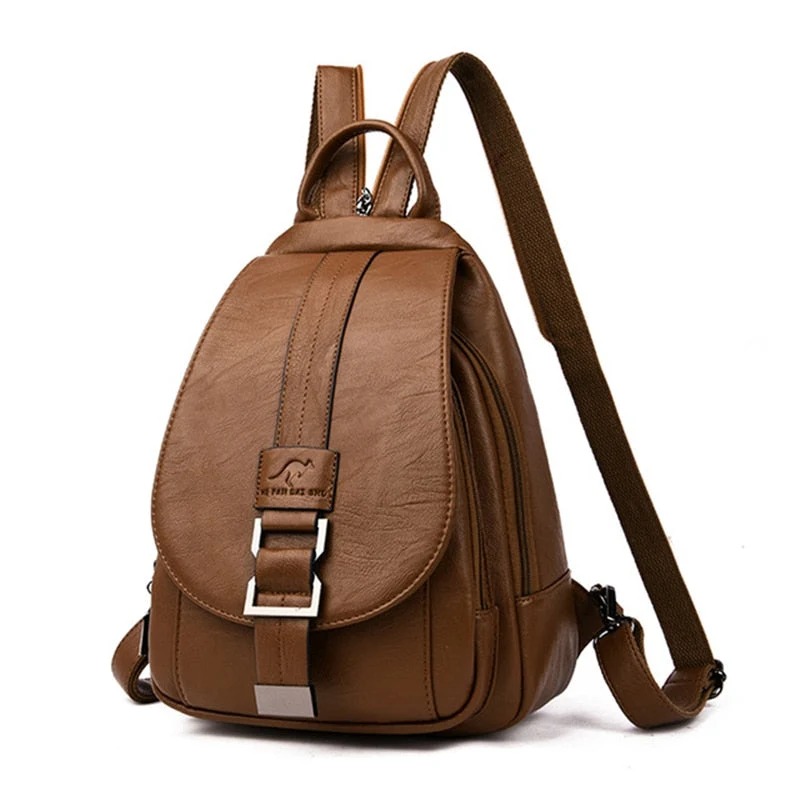 Damen-Lederrucksack mit Anti-Diebstahl-Fach und kompaktem Design | Skanto