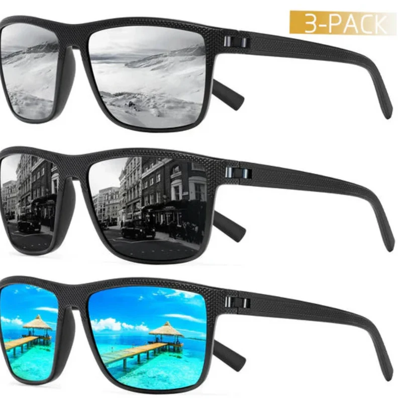 ZichtZeker 3-teiliges Polaroid-Sonnenbrillen-Set – UV400 Schutz & Komfort | Skanto
