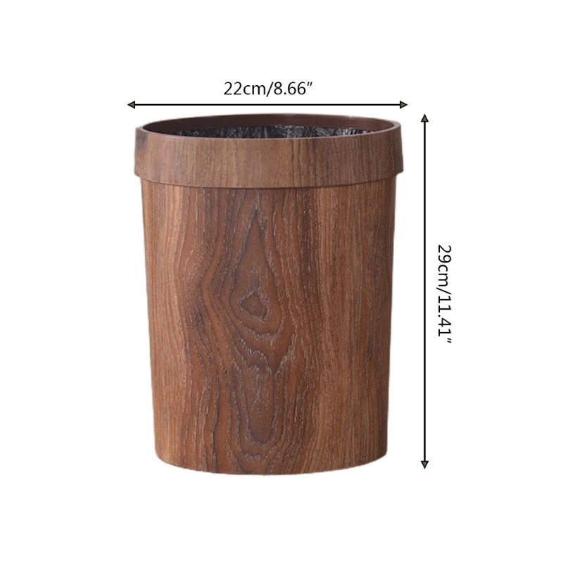 Eleganter Retro-Mülleimer in Holzmaserung | Skanto