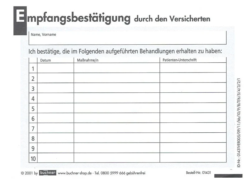 Empfangsbestätigung durch den Versicherten