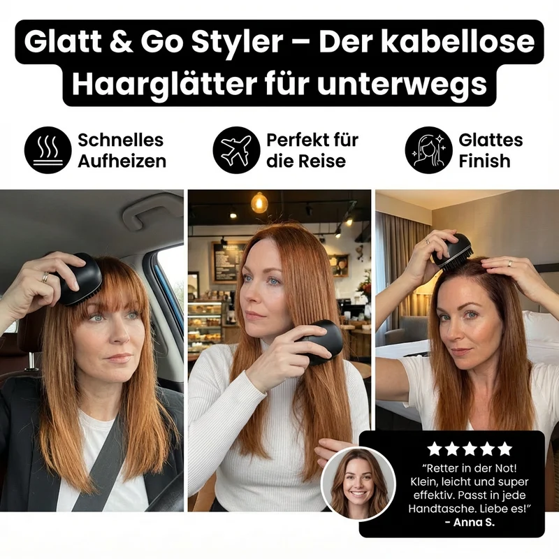 Glatt & Go Styler – Der kabellose Haarglätter für unterwegs