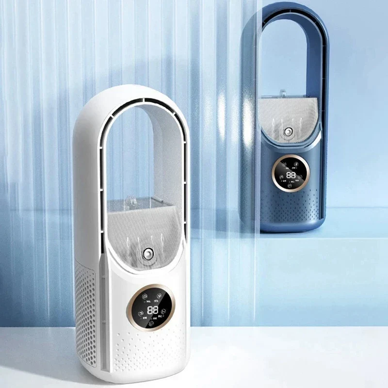 Tragbarer USB-Blattloser Luftkühler – Leiser 6-Gang-Elektroventilator mit Timer & Luftbefeuchter | Skanto