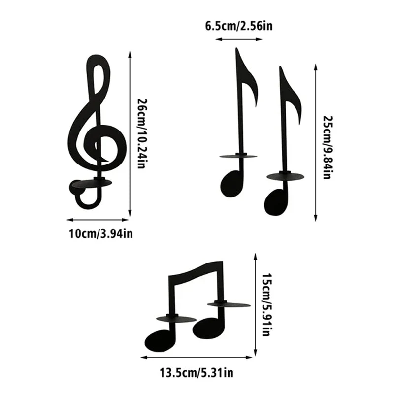 Schwarze Musiknoten-Wandlampe Skanto