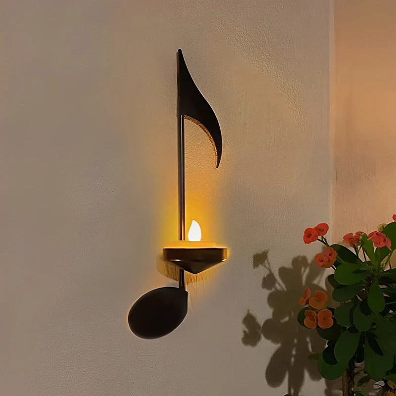 Schwarze Musiknoten-Wandlampe Skanto