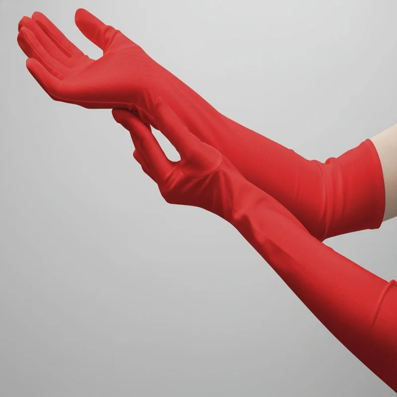 Skanto | Satin-Opernhandschuhe für Damen, ellenbogenlang, Kostüm