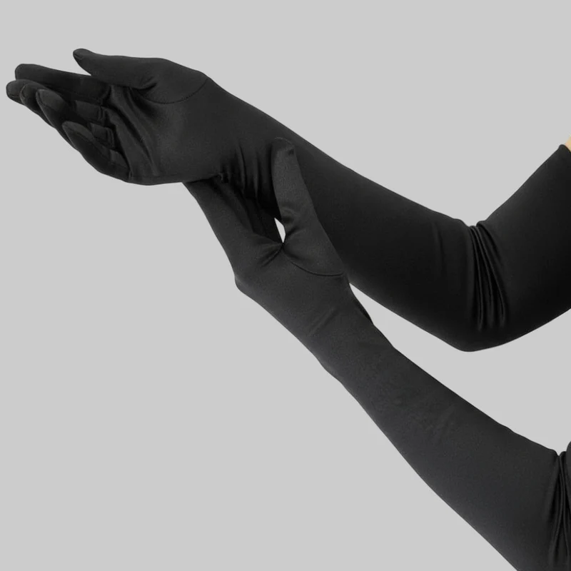 Skanto | Satin-Opernhandschuhe für Damen, ellenbogenlang, Kostüm