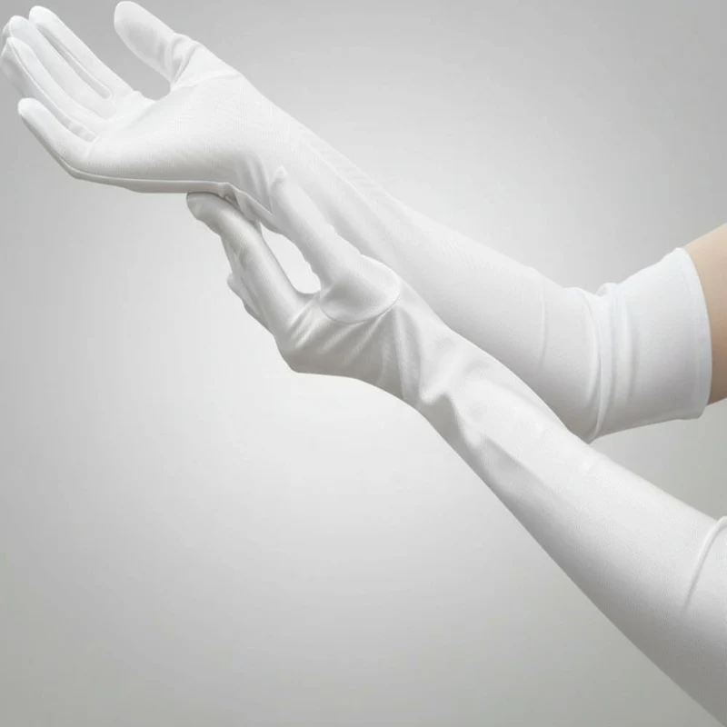 Skanto | Satin-Opernhandschuhe für Damen, ellenbogenlang, Kostüm