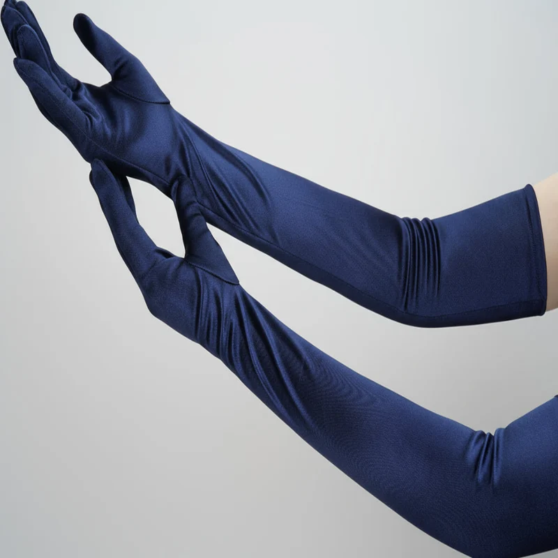 Skanto | Satin-Opernhandschuhe für Damen, ellenbogenlang, Kostüm