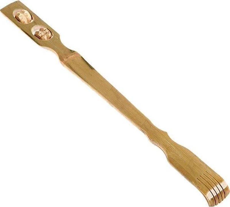 Back scraper with massage rollers