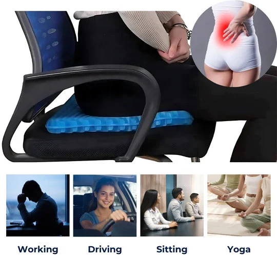 PressureFree Orthopädisches Gel-Sitzkissen – Atmungsaktives Waben-Design zur Steißbein- und Rückenschmerzlinderung | Skanto