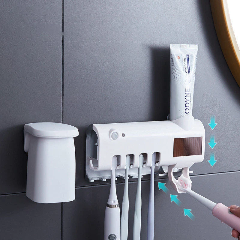 Smarter UV-Licht-Sterilisator-Zahnbürstenhalter, Wandmontierter Zahnpastaspender | Skanto