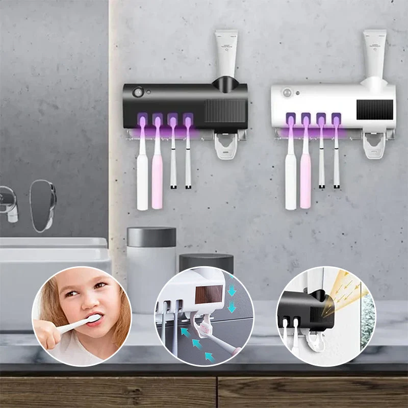 Smarter UV-Licht-Sterilisator-Zahnbürstenhalter, Wandmontierter Zahnpastaspender | Skanto