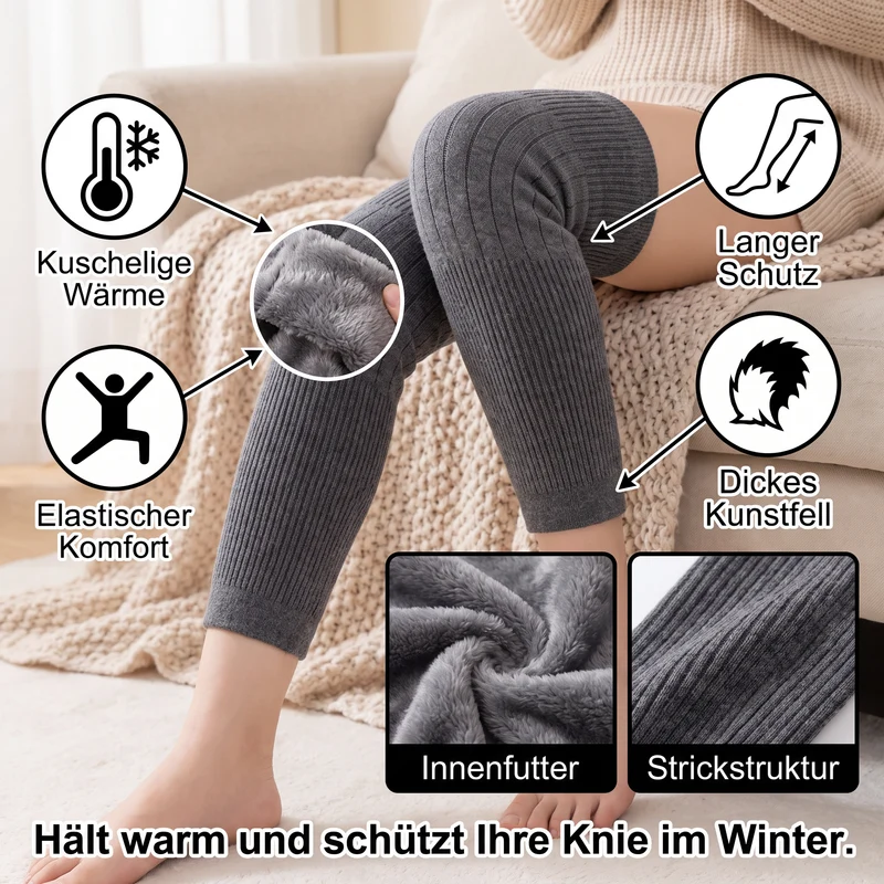 Universelle lange Kniewärmer mit dickem Kunstfellfutter für den Winter