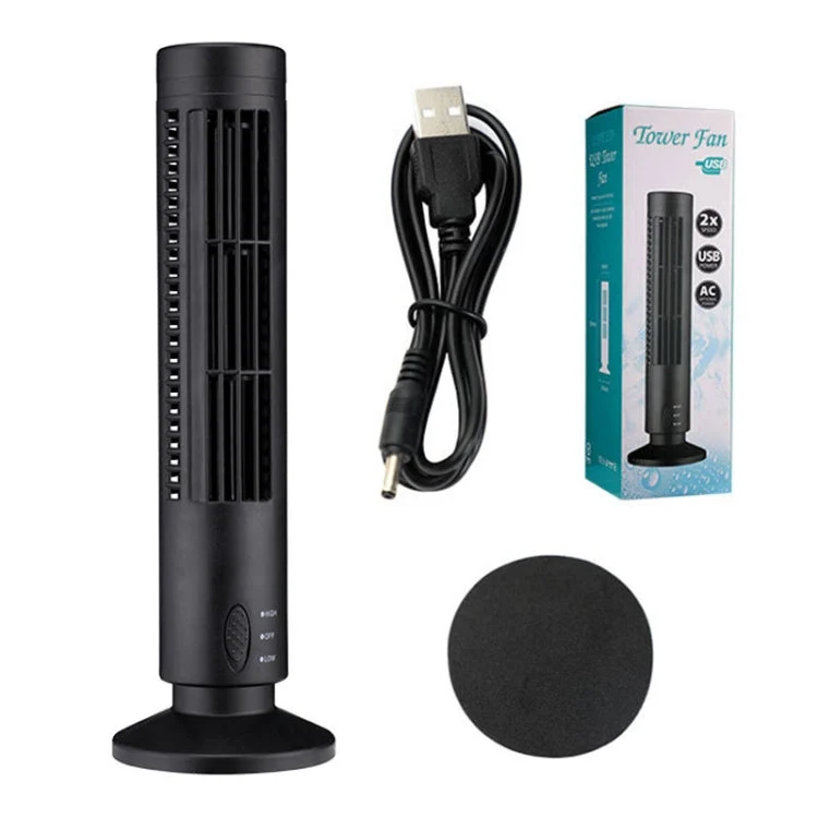 Turm-USB-Elektroventilator Bladeless Klimaanlagen-Ventilator (Schwarz) | Skanto