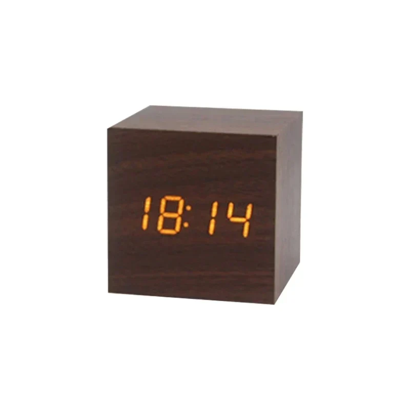 Hölzerner LED-Wecker mit Temperaturanzeige, Digitaluhr und minimalistischem Design – Perfekt für Schlafzimmer und Büro | Skanto