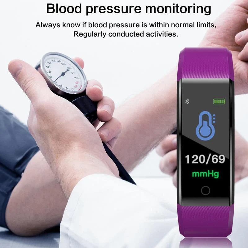 Skanto | Sport Smart Band Herzfrequenz-Fitness-Tracker Smart Armband Wasserdichtes Smartband Blutdruck Smart Armband Smartwatch Herren