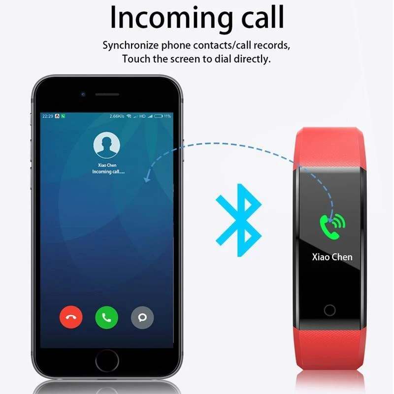 Skanto | Sport Smart Band Herzfrequenz-Fitness-Tracker Smart Armband Wasserdichtes Smartband Blutdruck Smart Armband Smartwatch Herren