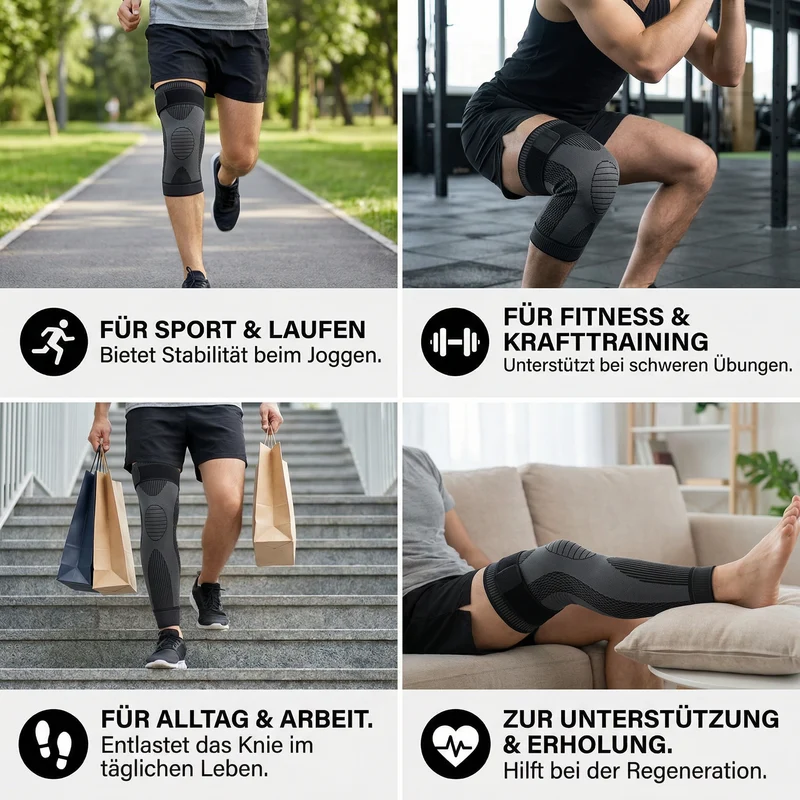 Elastische Kniebandage mit Kompression – rutschfest & stabilisierend