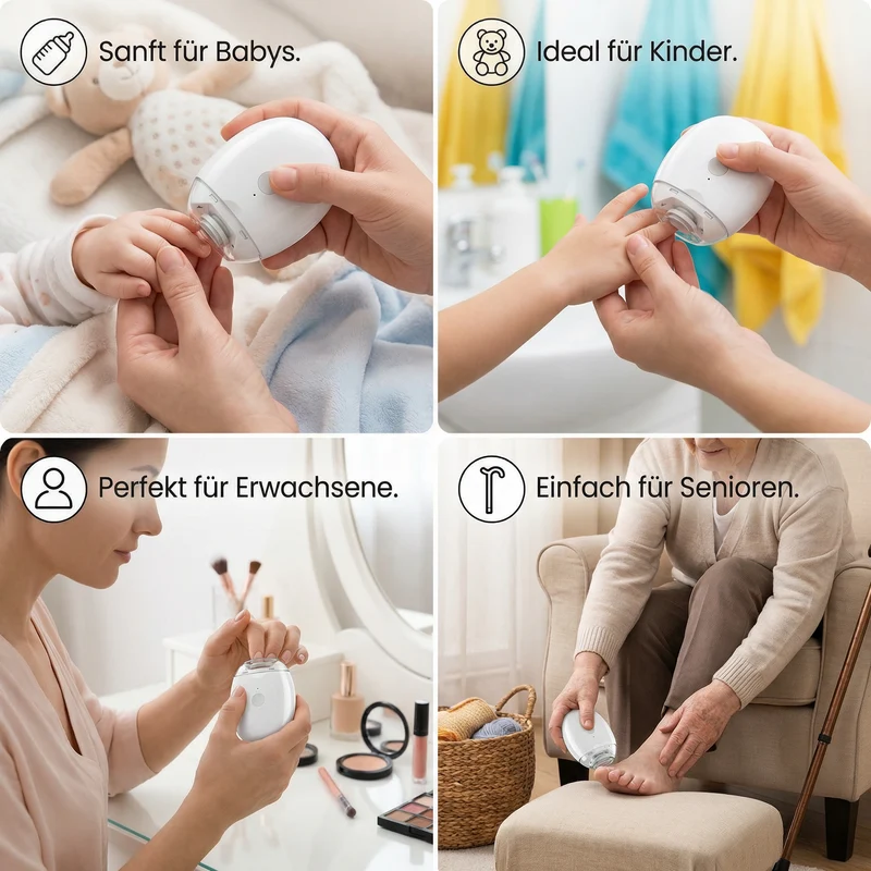 Profi Elektro-Nageltrimmer mit LED-Licht – Sanfter Nagelschneider für die ganze Familie