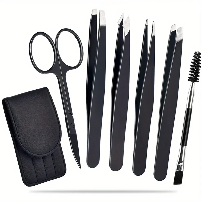 Präzisionspinzetten-Set – 6-teiliges Augenbrauen-Kit mit Reiseetui