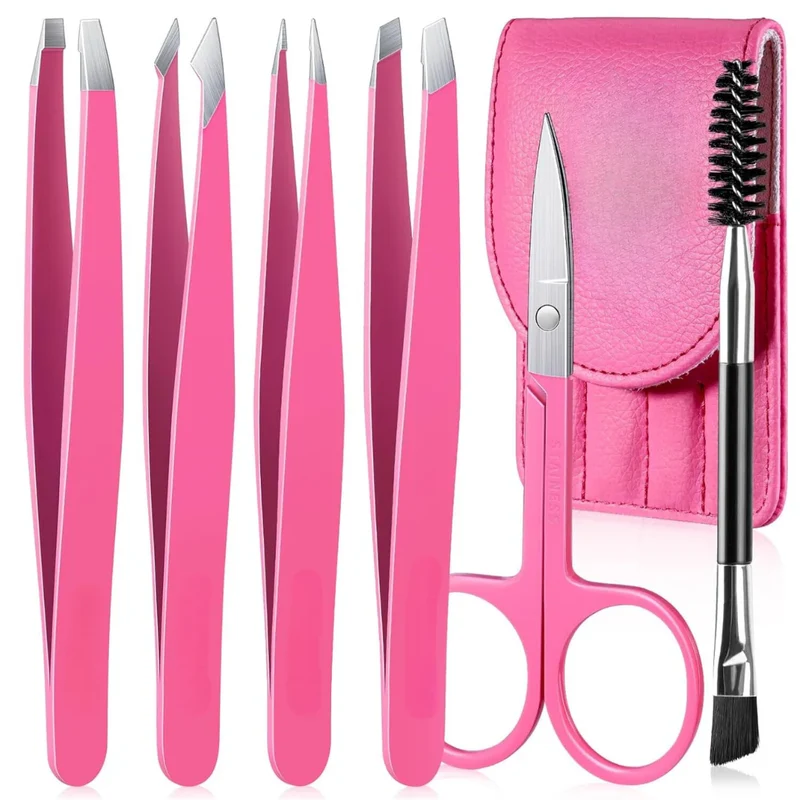 Präzisionspinzetten-Set – 6-teiliges Augenbrauen-Kit mit Reiseetui