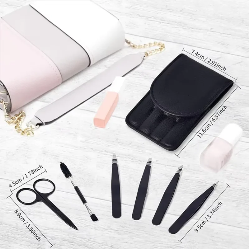 Präzisionspinzetten-Set – 6-teiliges Augenbrauen-Kit mit Reiseetui