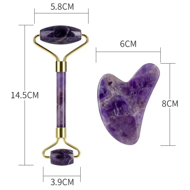 Gua Sha Stein und Gesichtsroller Set