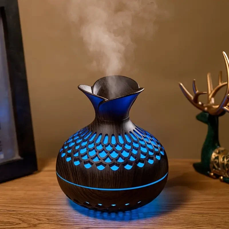 Aromatherapie-luftbefeuchter Mit LED – Diffuser In Holzoptik & Nachtlicht