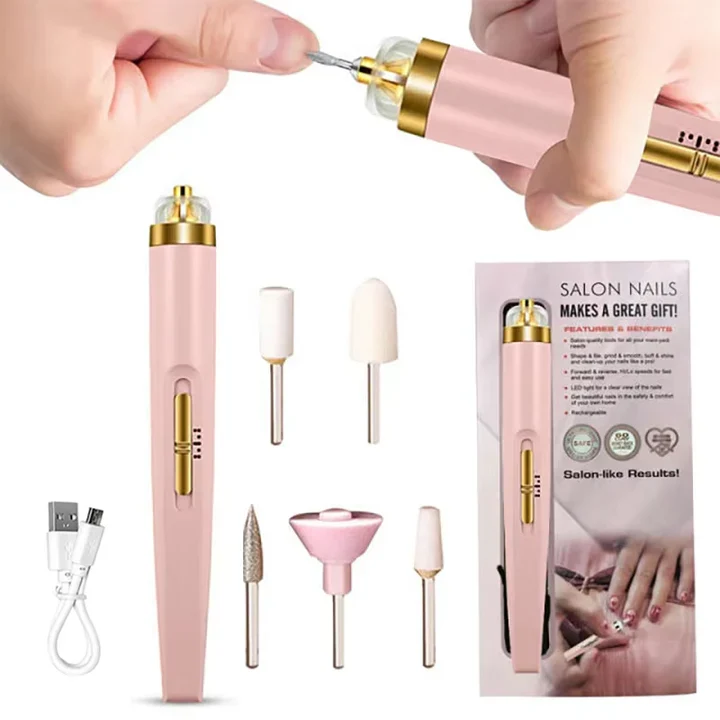 5-in-1 Elektrisches Nagelpflegegerät – Tragbares Maniküre-Tool mit LED-Licht