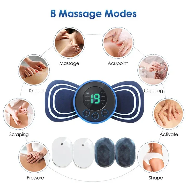 Tragbarer Elektrischer Nackenmassager | Mit Pad & Fernbedienung für gezielte Entspannung