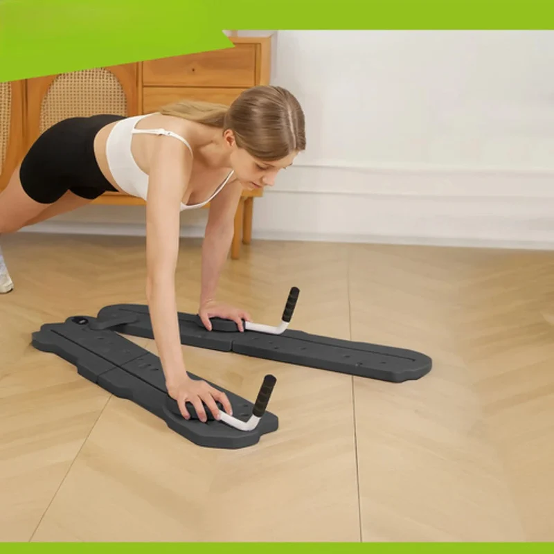 Pilates Board mit Zähler, Trainingsstation multifunktional einsetzbar, faltbar, mit Trainingsbändern