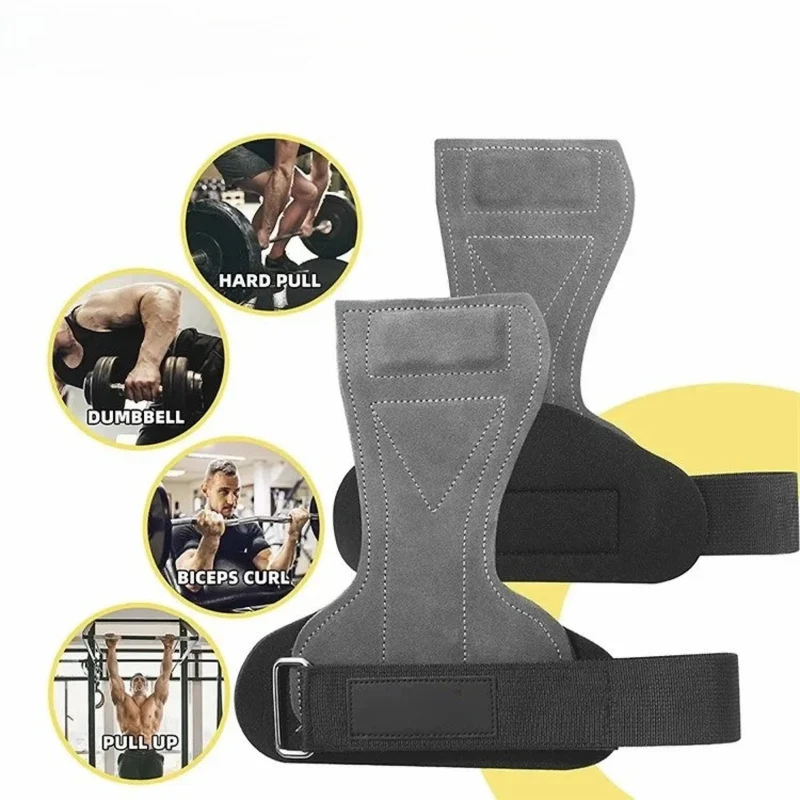 Premium Griffhilfen mit Handgelenkstütze aus Leder – Rutschfeste Zughilfen für Kreuzheben, Klimmzüge & Krafttraining, Profi Fitness-Zughaken für sicheren Griff und maximalen Halt