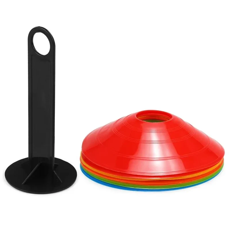 Agility Kegel Set 15-teilig – Trainingshütchen in 5 Farben mit Halter – Markierungshütchen für Fußball, Fitness & Parcours
